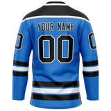 Custom Powder Blue Black Solid Colour Hockey Jersey