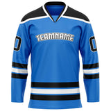 Custom Powder Blue Black Solid Colour Hockey Jersey