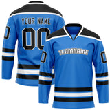 Custom Powder Blue Black Solid Colour Hockey Jersey