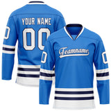 Custom Powder Blue White Solid Colour Hockey Jersey