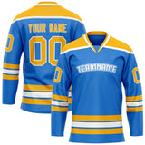 Custom Powder Blue Gold Solid Colour Hockey Jersey