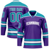 Custom Purple Teal Solid Colour Hockey Jersey