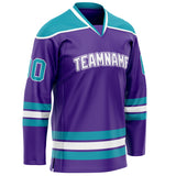 Custom Purple Teal Solid Colour Hockey Jersey