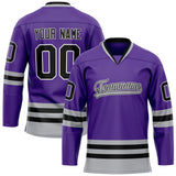 Custom Purple Gray Solid Colour Hockey Jersey