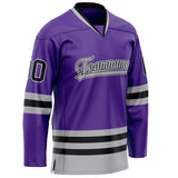 Custom Purple Gray Solid Colour Hockey Jersey