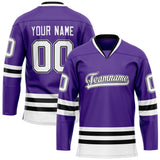 Custom Purple Black Solid Colour Hockey Jersey