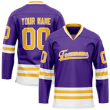 Custom Purple Gold Solid Colour Hockey Jersey