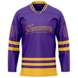 Custom Purple Gold Solid Colour Hockey Jersey