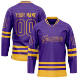 Custom Purple Gold Solid Colour Hockey Jersey