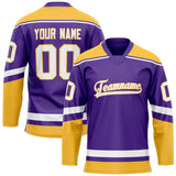 Custom Purple Gold Solid Colour Hockey Jersey