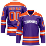 Custom Purple Orange Solid Colour Hockey Jersey