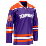 Custom Purple Orange Solid Colour Hockey Jersey