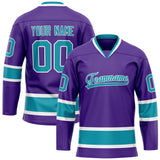 Custom Purple Teal Solid Colour Hockey Jersey