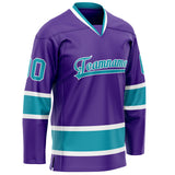 Custom Purple Teal Solid Colour Hockey Jersey