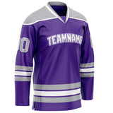 Custom Purple Gray Solid Colour Hockey Jersey