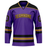 Custom Purple Old Gold Solid Colour Hockey Jersey