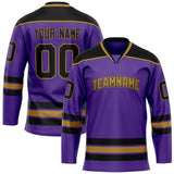 Custom Purple Old Gold Solid Colour Hockey Jersey