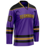 Custom Purple Old Gold Solid Colour Hockey Jersey