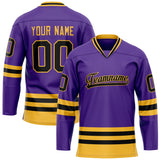 Custom Purple Gold Solid Colour Hockey Jersey