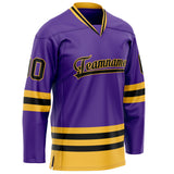 Custom Purple Gold Solid Colour Hockey Jersey