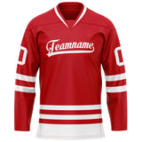 Custom Red White Solid Colour Hockey Jersey