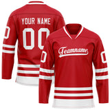 Custom Red White Solid Colour Hockey Jersey