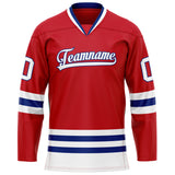 Custom Red Navy Solid Colour Hockey Jersey