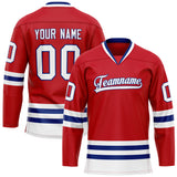 Custom Red Navy Solid Colour Hockey Jersey