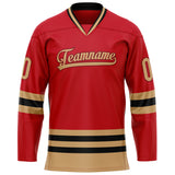 Custom Red Old Gold Solid Colour Hockey Jersey