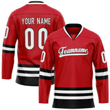 Custom Red Black Solid Colour Hockey Jersey