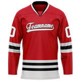 Custom Red White Solid Colour Hockey Jersey