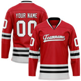 Custom Red White Solid Colour Hockey Jersey