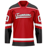 Custom Red Black Solid Colour Hockey Jersey