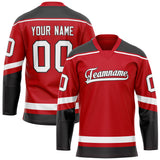 Custom Red Black Solid Colour Hockey Jersey