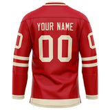 Custom Red Cream Solid Colour Hockey Jersey