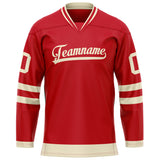 Custom Red Cream Solid Colour Hockey Jersey