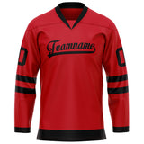 Custom Red Black Solid Colour Hockey Jersey