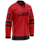 Custom Red Black Solid Colour Hockey Jersey