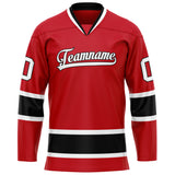 Custom Red Black Solid Colour Hockey Jersey