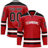 Custom Red Black Solid Colour Hockey Jersey