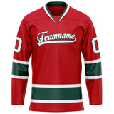 Custom Red Kelly Green Solid Colour Hockey Jersey