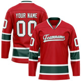 Custom Red Kelly Green Solid Colour Hockey Jersey