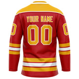 Custom Red Gold Solid Colour Hockey Jersey