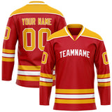 Custom Red Gold Solid Colour Hockey Jersey