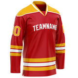 Custom Red Gold Solid Colour Hockey Jersey