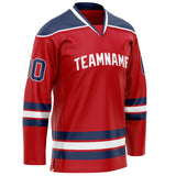 Custom Red Navy Solid Colour Hockey Jersey