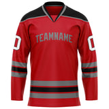 Custom Red Black Solid Colour Hockey Jersey