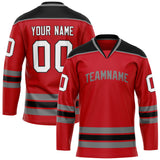 Custom Red Black Solid Colour Hockey Jersey