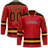 Custom Red Black Solid Colour Hockey Jersey