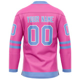 Custom Pink Light Blue Solid Colour Hockey Jersey